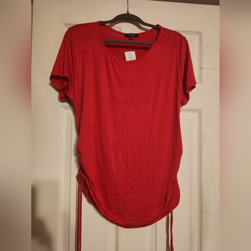 Plus size red dressy tee.